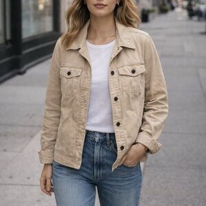 Pendleton Beige Utility Jacket Women’s Classic Khaki Button Front Safari Style